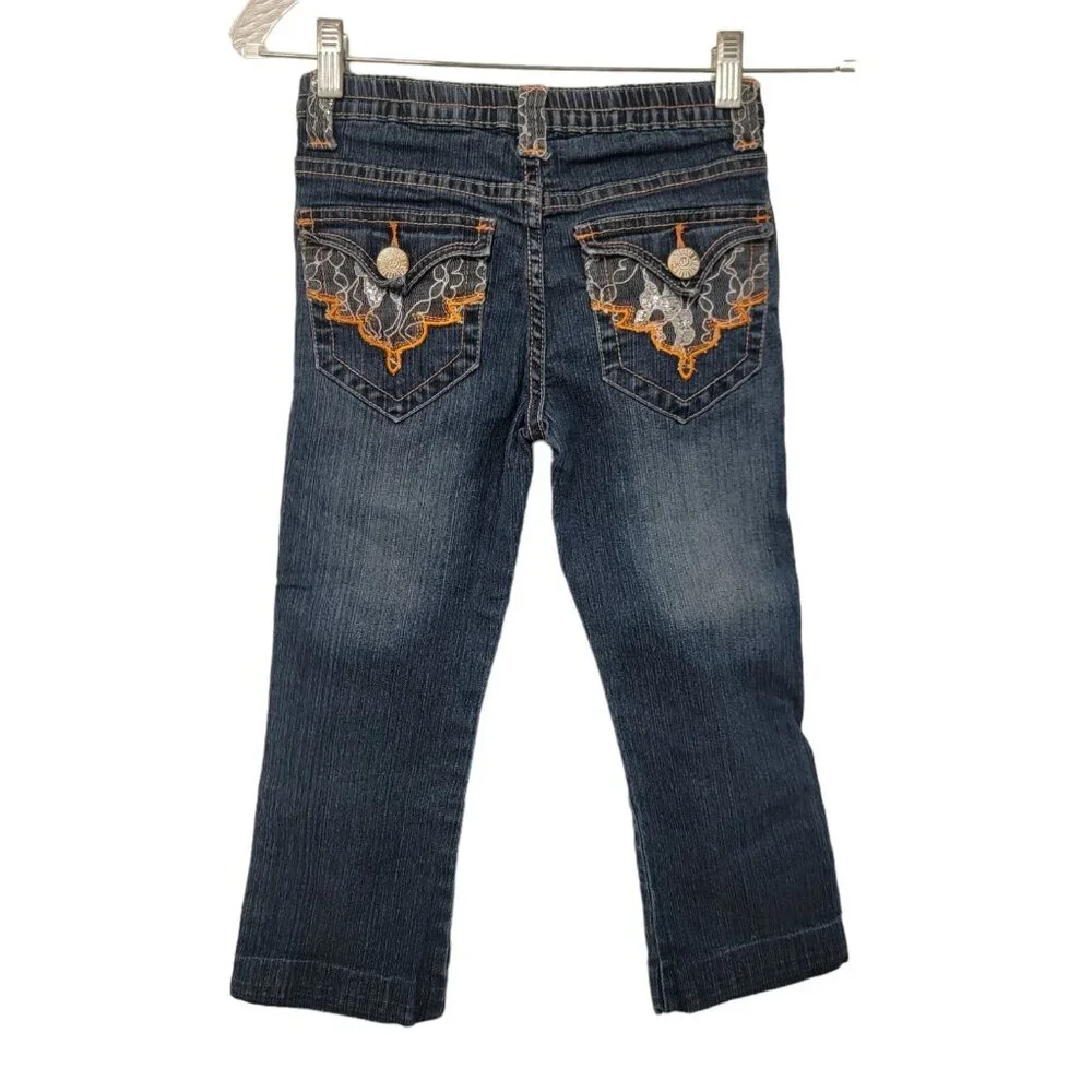 Willie Esco Jeans Girls Sz 6X Hip Hop Y2K Street Dark‎ Wash Denim Embellished